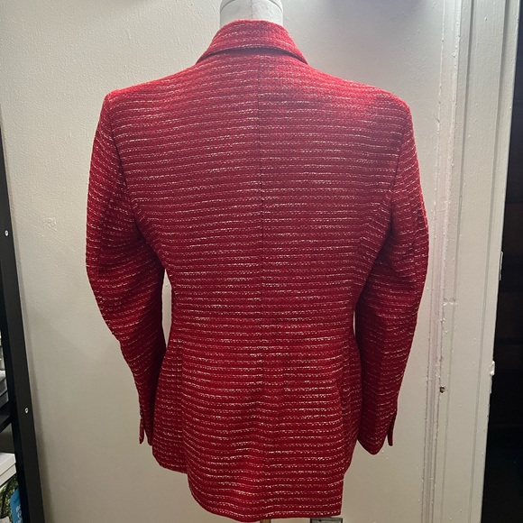 Zara Elegant Red Textured Double-Breasted Women's Blazer Size L - Picture 3 of 7